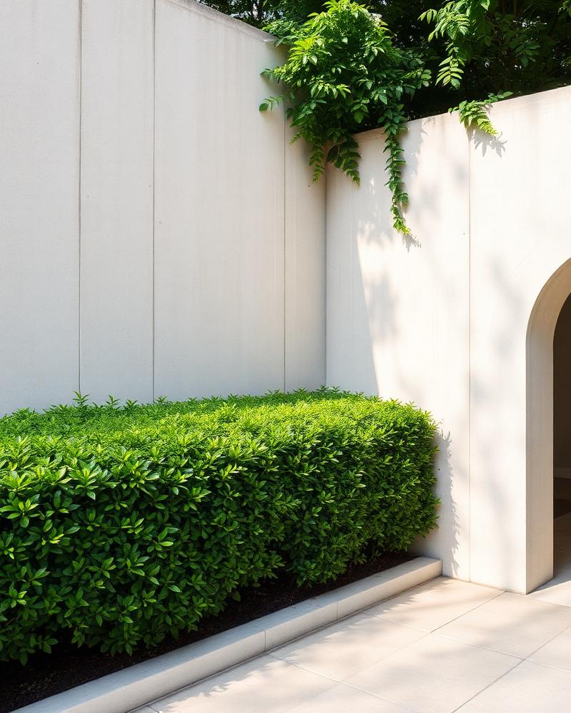 Architectural hedging against pale wall