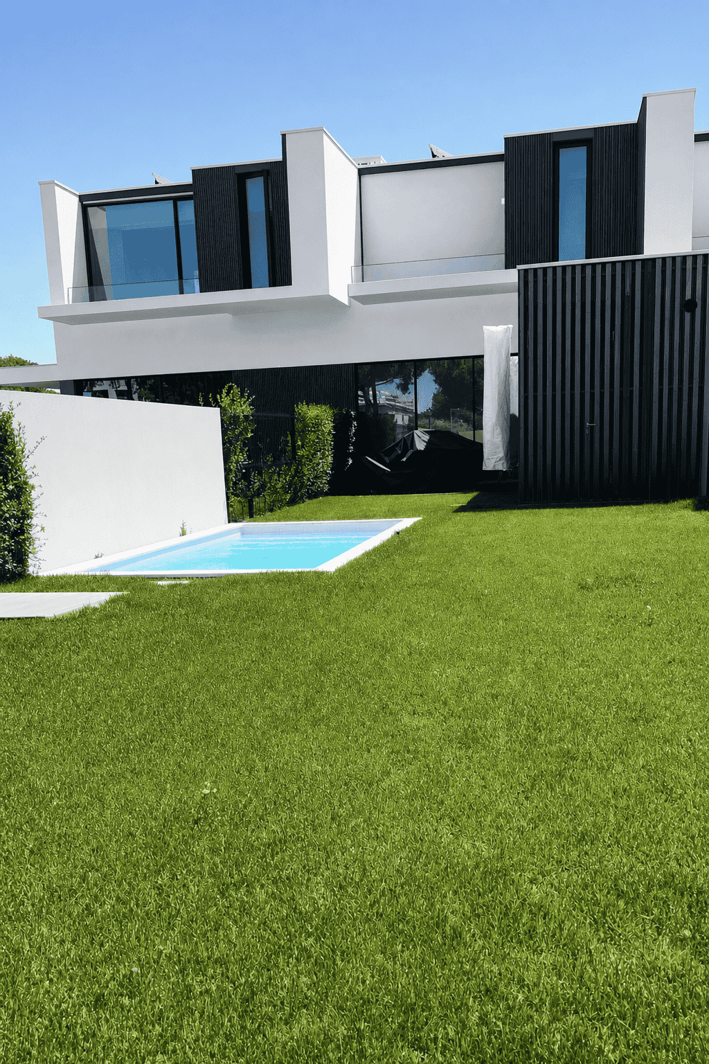 Modern villa garden and pool