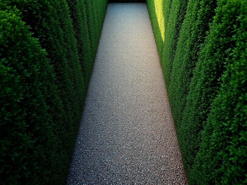 Raked gravel garden path