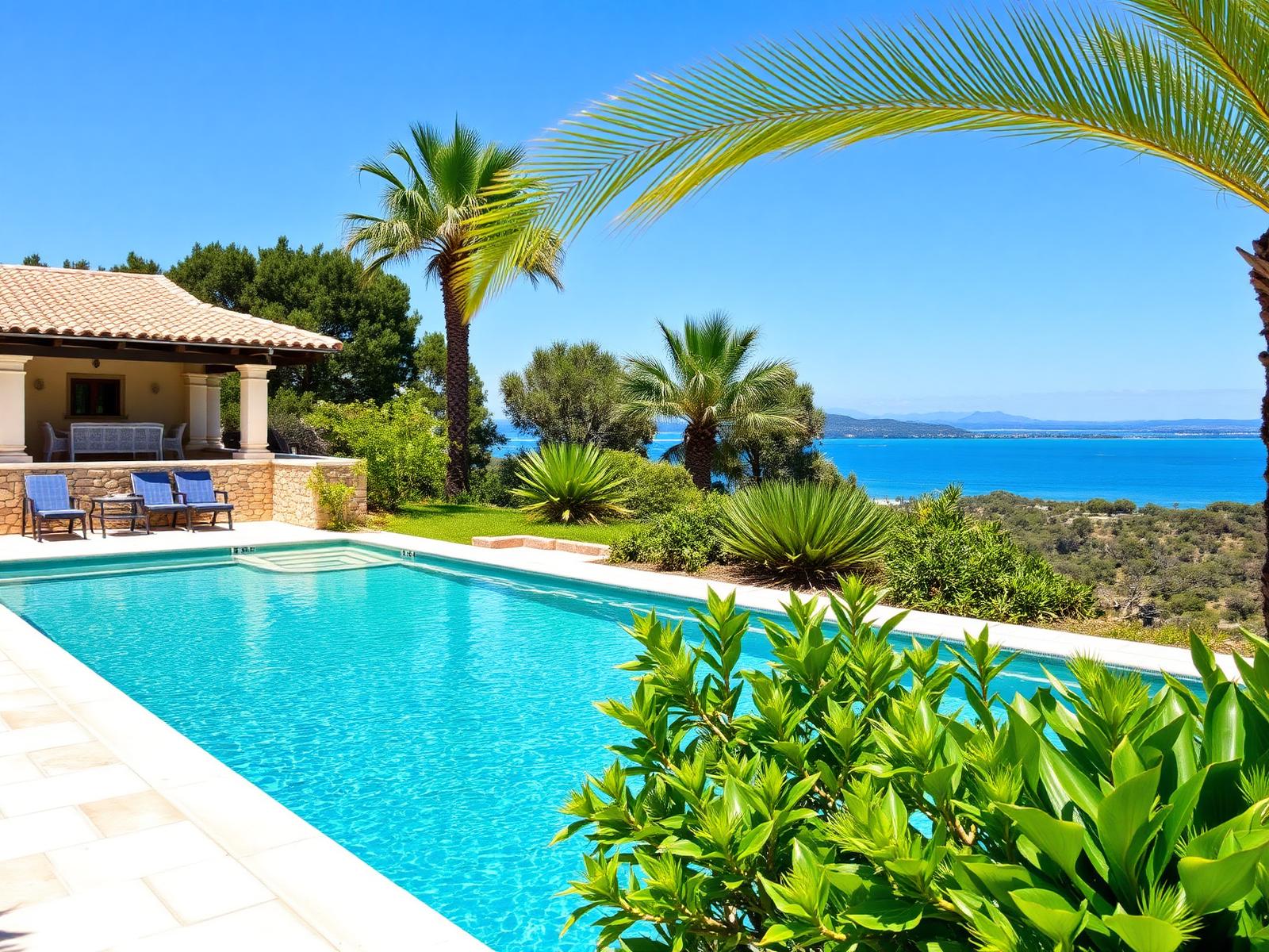 Villa swimming pool with sea view